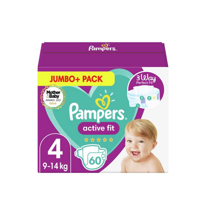 Pampers Active Fit Size 4 60 Nappies Jumbo+ Pack-London Grocery