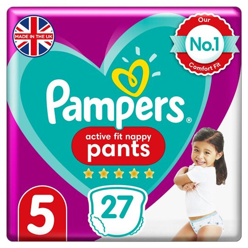 Pampers Active Fit 27 Nappy Pants Size 5 Essential Pack-London Grocery