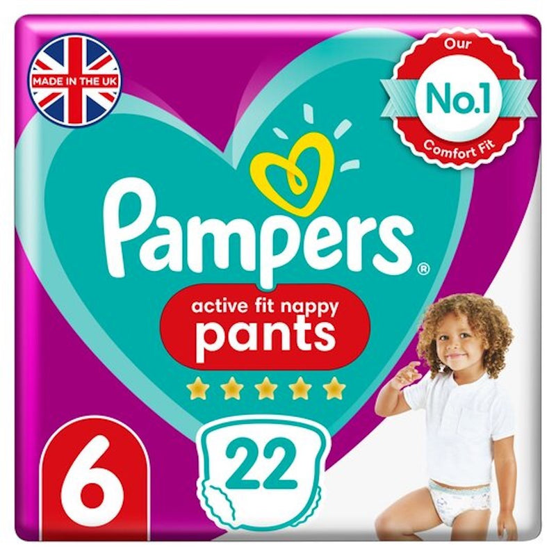 Pampers Active Fit 22 Nappy Pants Size 6 Essential Pack-London Grocery