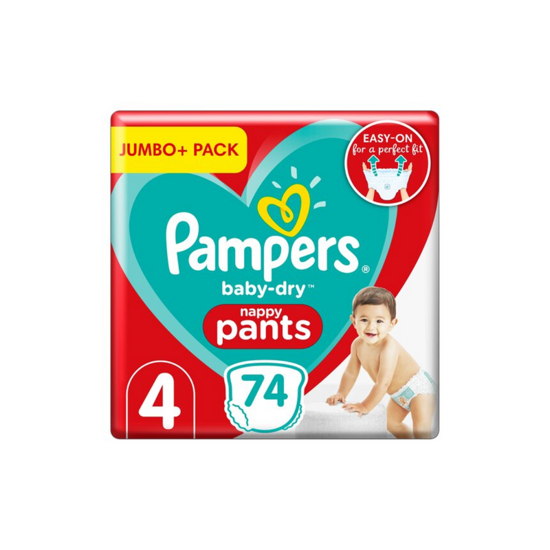 Pampers Size 4 Baby Dry Nappy Pants 74 Jumbo Pack-London Grocery