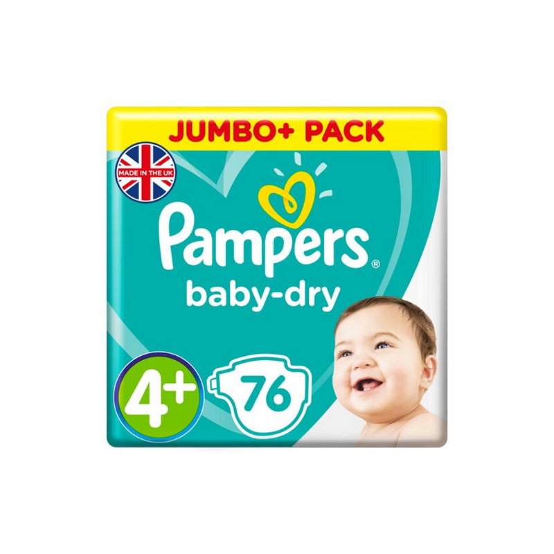 Pampers Baby Dry Size 4+ Jumbo+ Pack 76 Nappies-London Grocery