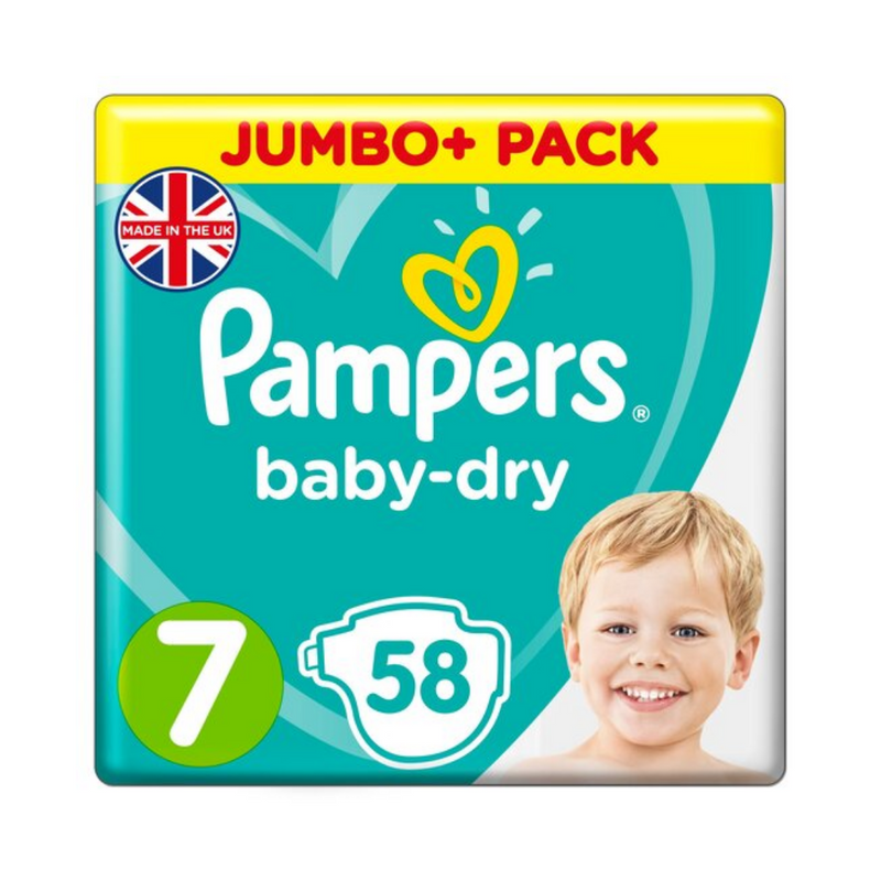 Pampers Baby Dry Size 7 Jumbo+ Pack 58 Nappies-London Grocery