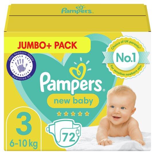 Pampers New Baby Size 3 72 Nappies Jumbo+ Pack-London Grocery