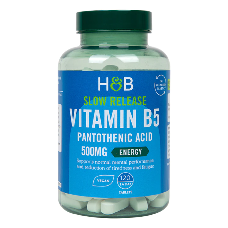 Holland & Barrett Slow Release Vitamin B5 + Panthothenic Acid 500mg 120 Tablets | London Grocery
