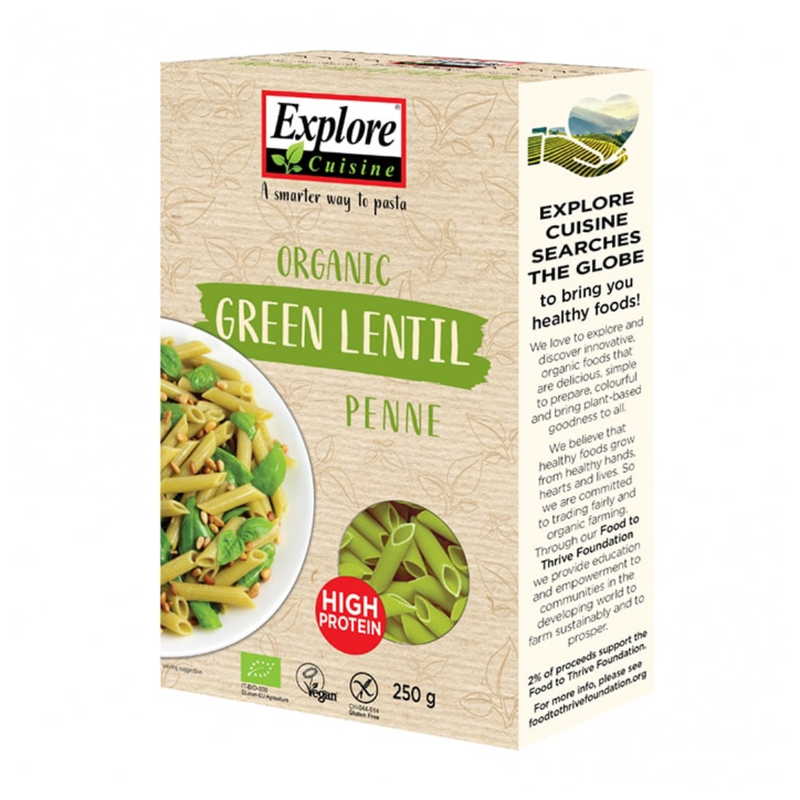 Explore Cuisine Organic Green Lentil Penne 250g | London Grocery