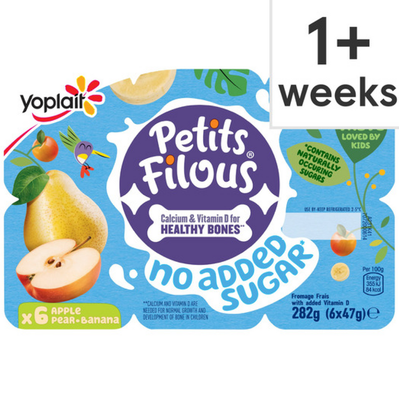 Petits Filous No Added Sugar Apple Pear & Banana Fromage Frais 6 X 47G-London Grocery