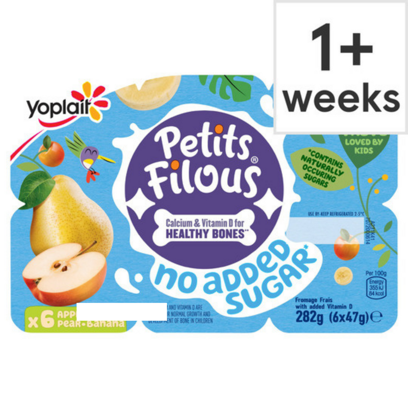 Petits Filous No Added Sugar Strawberry Banana Fromage Frais 6 X 47G-London Grocery