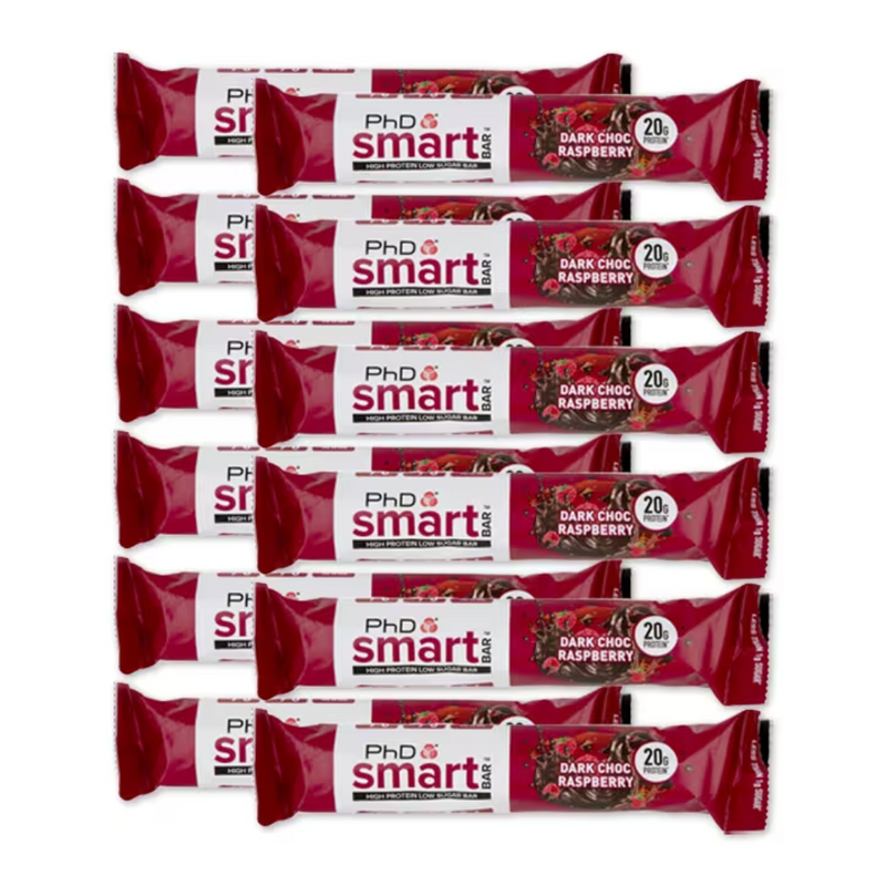 PhD Smart Bar Dark Chocolate & Raspberry 12 x 64g | London Grocery