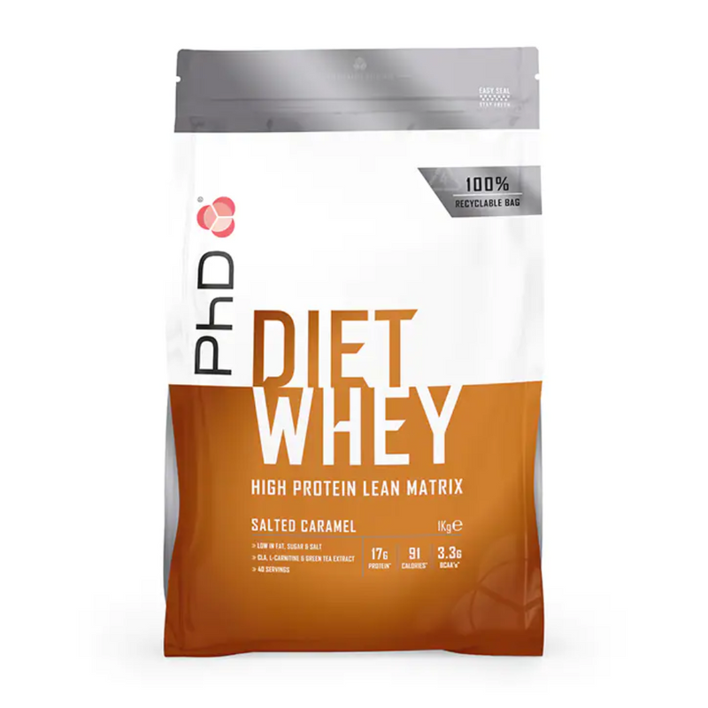 PhD Nutrition Diet Whey Protein Powder Salted Caramel 1000g | London Grocery