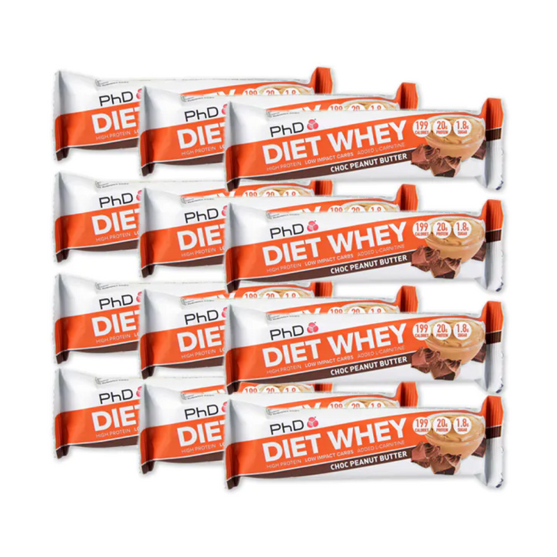 PhD Diet Whey Bar Chocolate & Peanut Butter 12 x 65g | London Grocery