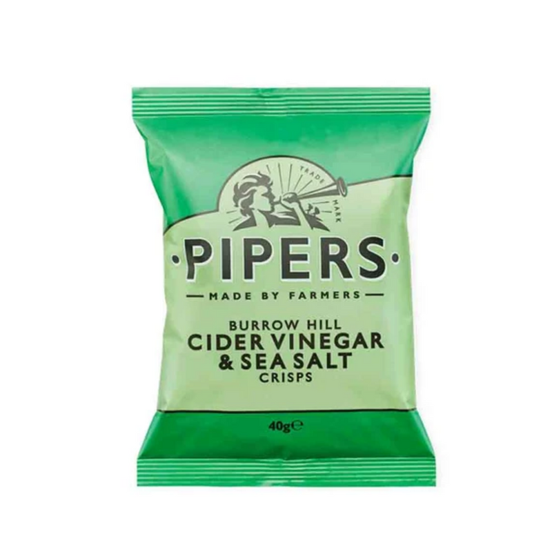 Pipers Burrow Hill Cider Vinegar & Sea Salt Crisps 40g-London Grocery
