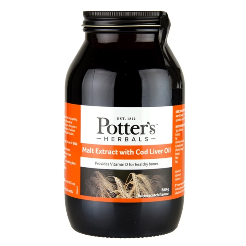 Potters Malt Extract with Cod Liver Oil Butterscotch 650g | London Grocery