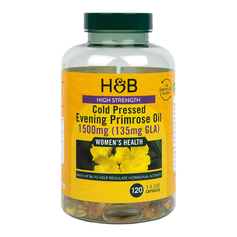 Holland & Barrett High Strength Cold Pressed Evening Primrose Oil 1500mg 120 Capsules | London Grocery