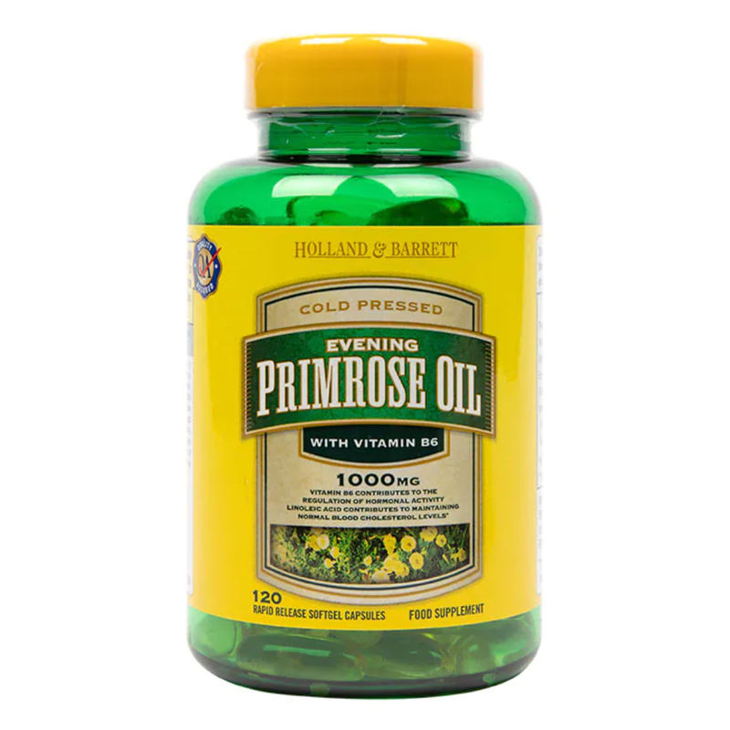 Holland & Barrett Natural Evening Primrose Oil 120 Capsules 1000mg plus Vitamin B6 | London Grocery
