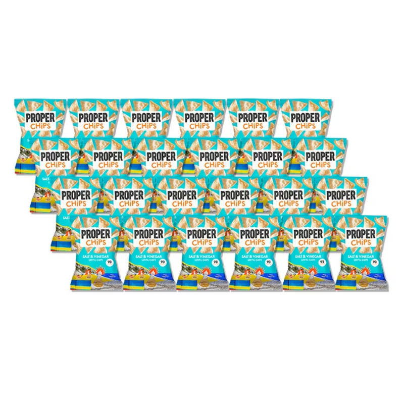 Properchips Salt & Vinegar Lentil Chips Full Box 24 x 20g | London Grocery