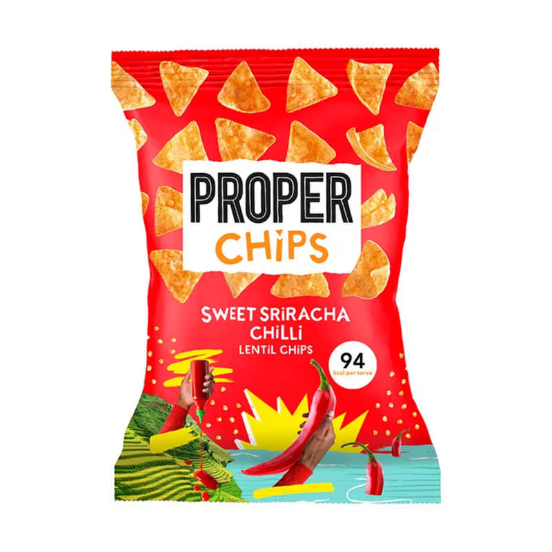 Properchips Sweet Sriracha Chilli Lentil Chips Sharing Bag 85g | London Grocery