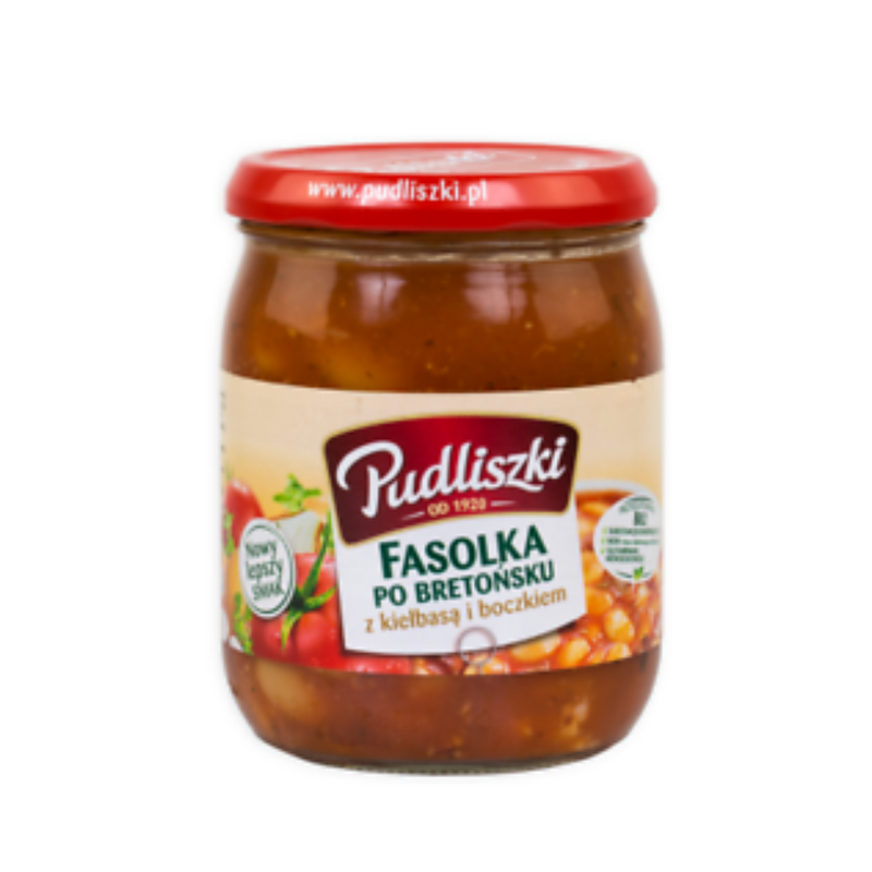 Pudliszki Fasolka/Beans with Sausages & Bacon Ready Meal 500gr-London Grocery