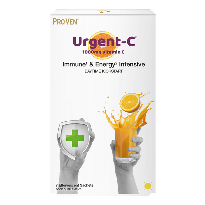 Pro-Ven Urgent-C 1000mg Vitamin C Daytime Kickstart 7 Effervescent Sachets | London Grocery