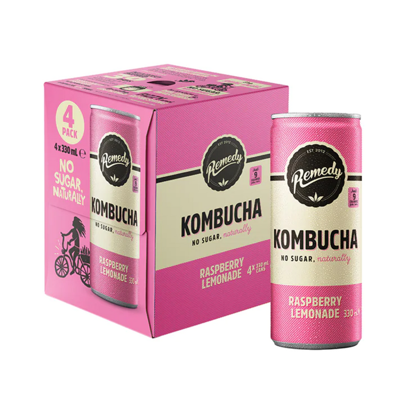 Remedy Kombucha Raspberry Lemonade 4 x 330ml | London Grocery