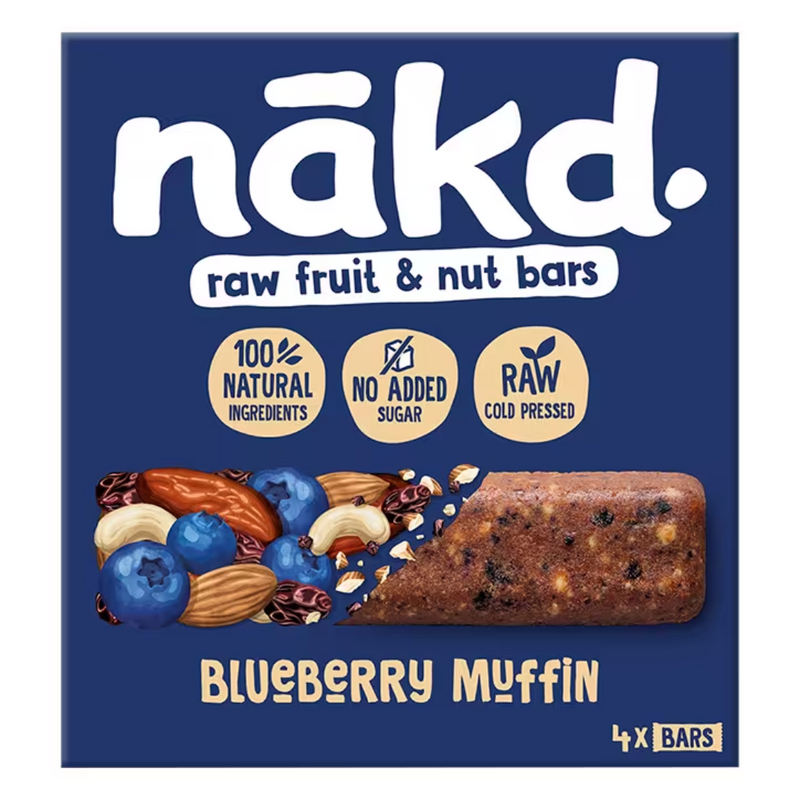 Nakd Raw Fruit & Nut Bars Blueberry Muffin 4 x 35g | London Grocery