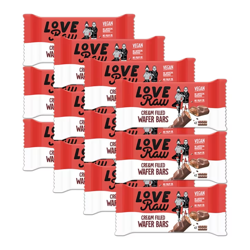 Love Raw Vegan Cre&m Filled Wafer Bars 12 x 43g | London Grocery