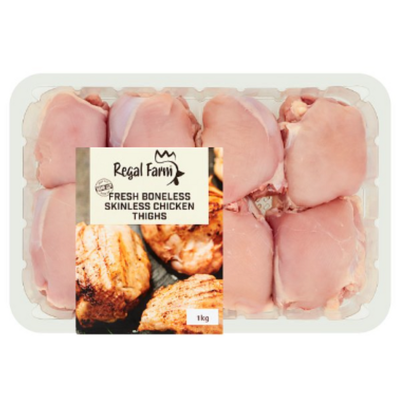 Regal Farm Fresh Boneless Skinless Chicken Thighs 1kg x 4 Packs | London Grocery