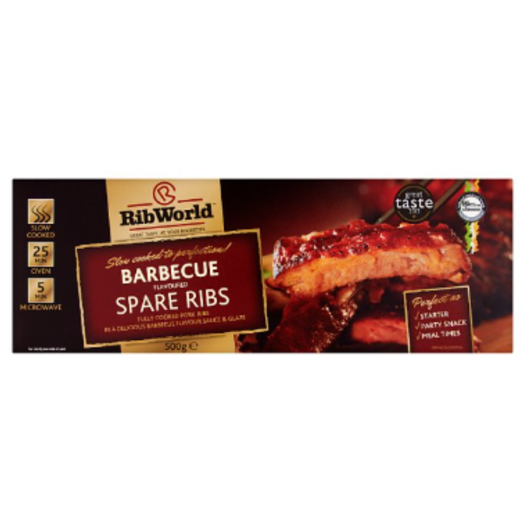 Buy RibWorld Barbecue Flavoured Spare Ribs 500g x 1 Pack | London Grocery