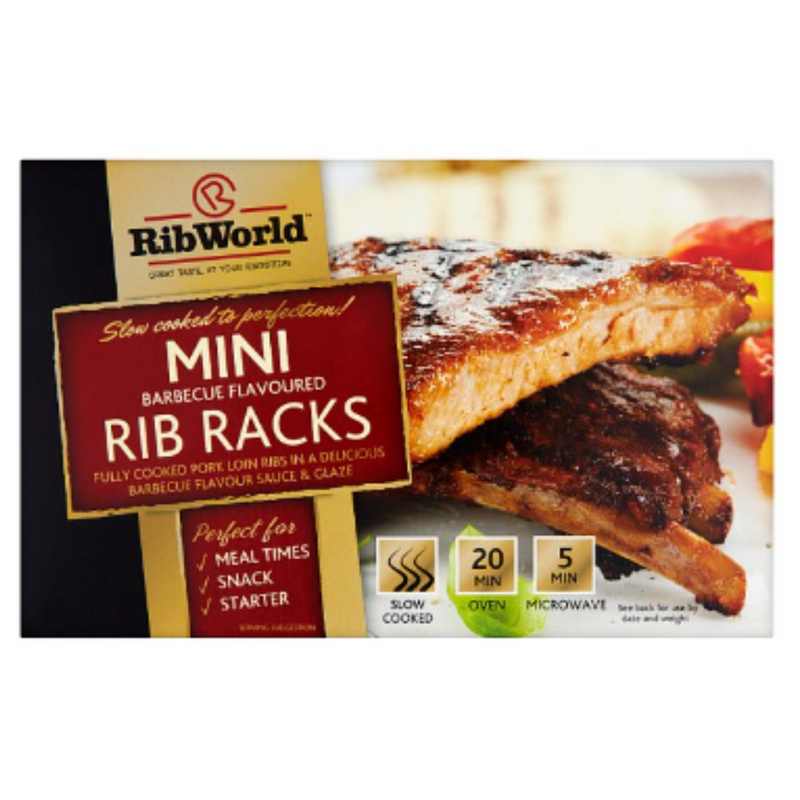 Rib World Mini Barbecue Flavoured Rib Racks 300g x 10 Packs | London Grocery