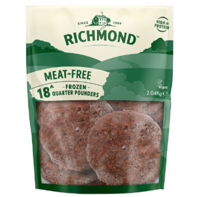 Richmond 18 Meat-Free Frozen Quarter Pounders 2.04kg x 1 Pack | London Grocery