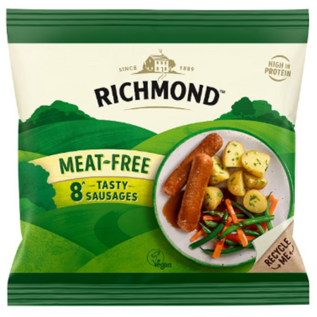 Richmond 8 Meat-Free Tasty Sausages 336g x 1 Pack | London Grocery