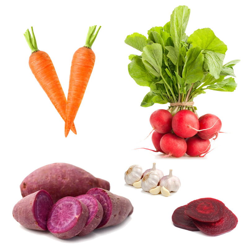 Veggie Delight Box | 5 Ingredients | Carrot | Garlic | Red Radish | Ready Beetroot | Sweet Potato Purple  | London Grocery