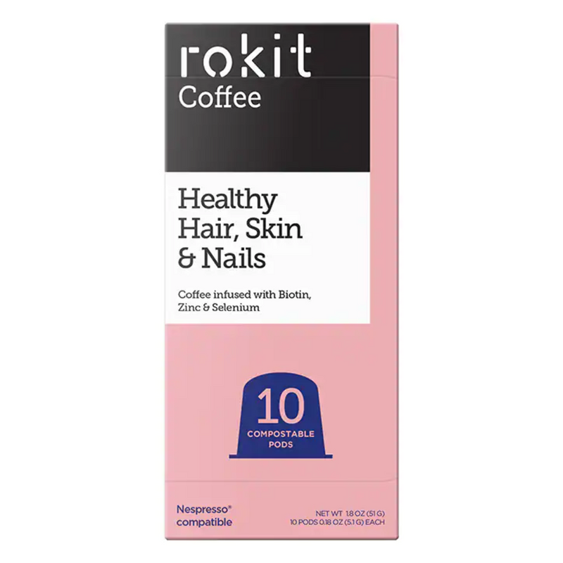 Rokit Coffee Healthy Hair, Skin & Nails Coffee 10 Nespresso Compatible Pods | London Grocery