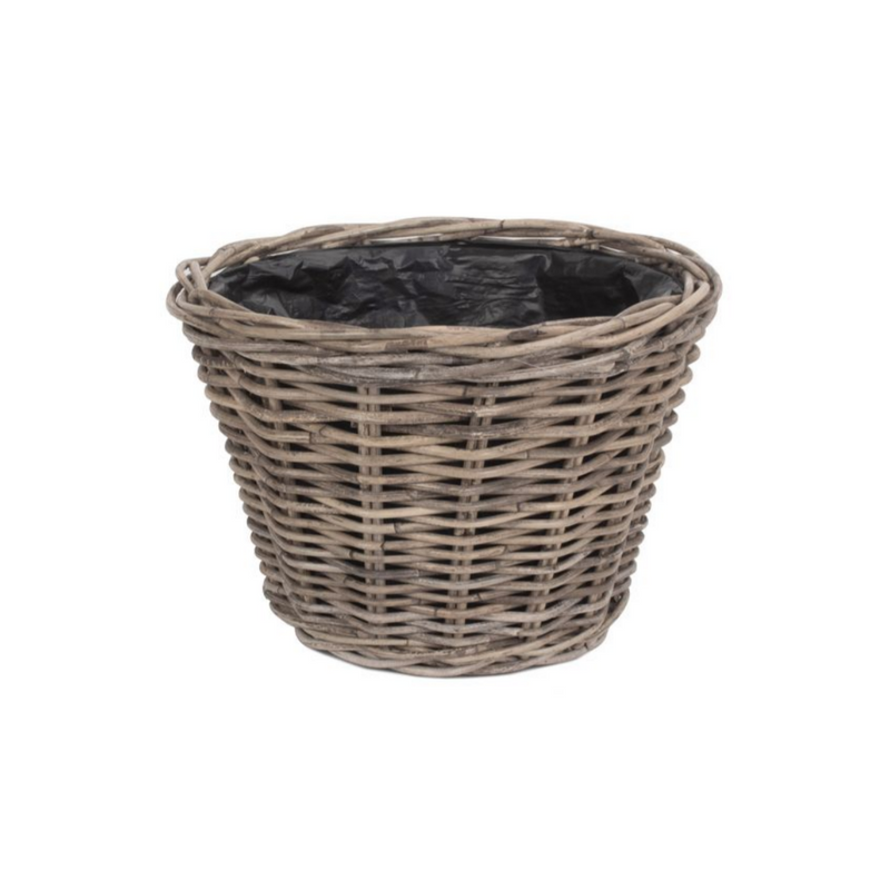 Small Tapered Rattan Round Planter With Plastic Lining | London Grocery