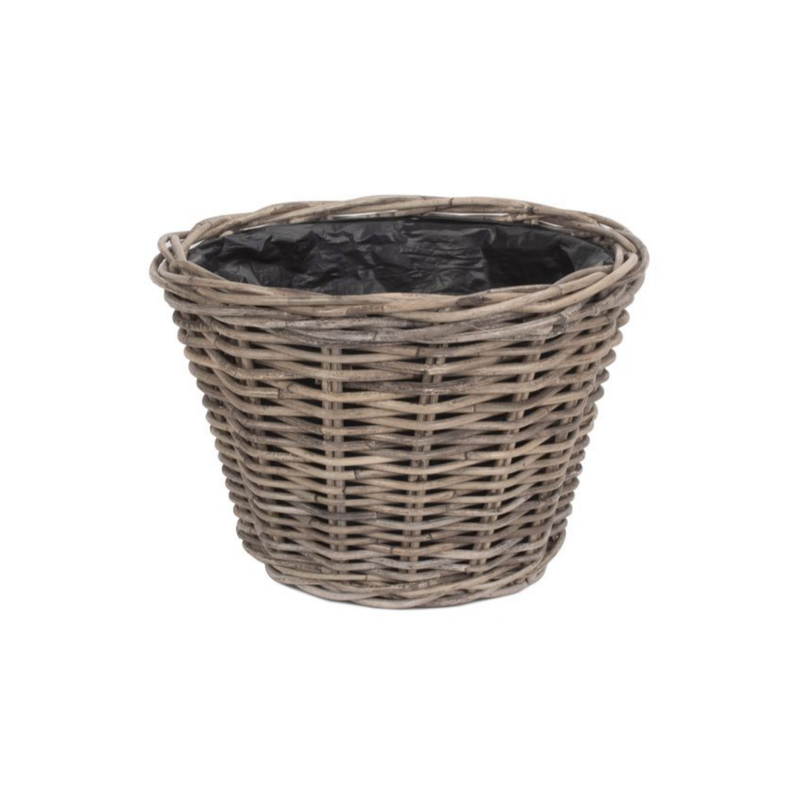 Large Tapered Rattan Round Planter With Plastic Lining | London Grocery