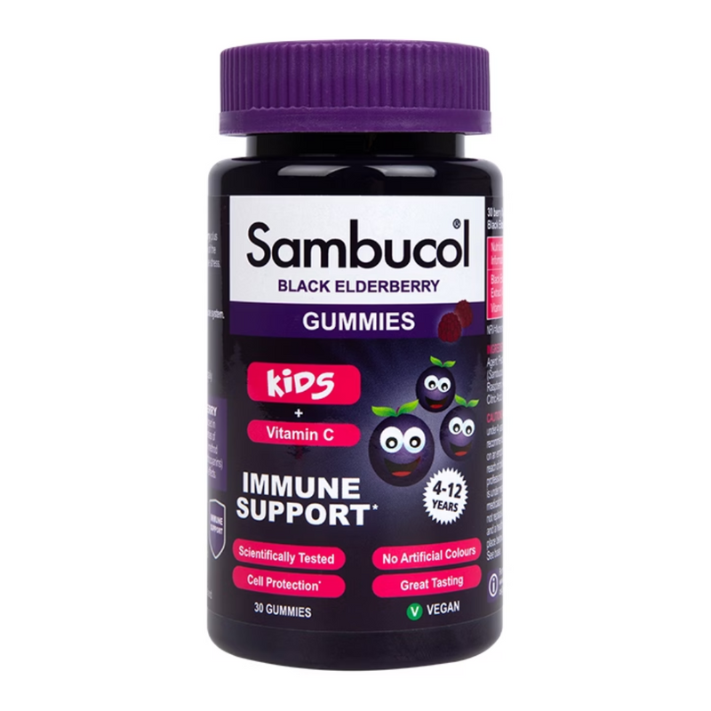 Sambucol For Kids 4-12 Years + Vitamin C Black Elderberry 30 Gummies | London Grocery