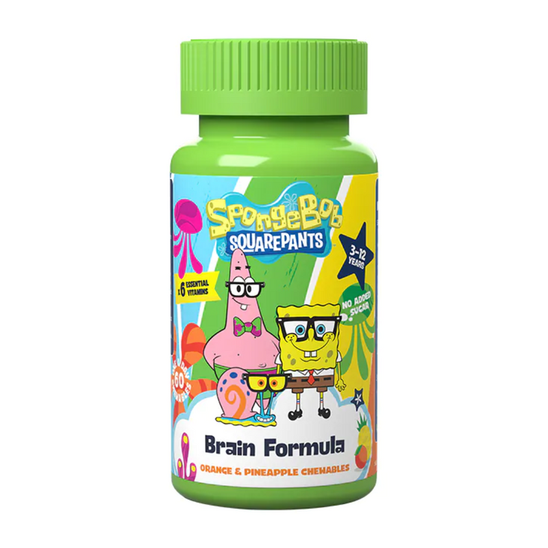 SpongeBob SquarePants Nickelodeon Brain Formula Orange & Pineapple 60 Chewables | London Grocery