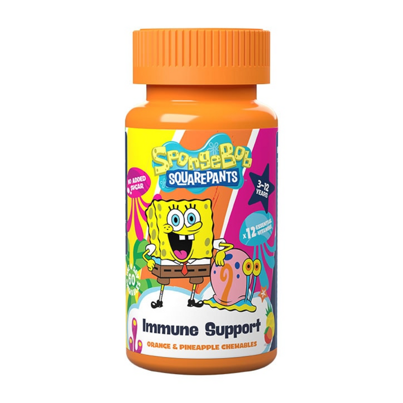 SpongeBob SquarePants Nickelodeon Immune Support Orange & Pineapple 60 Chewables | London Grocery