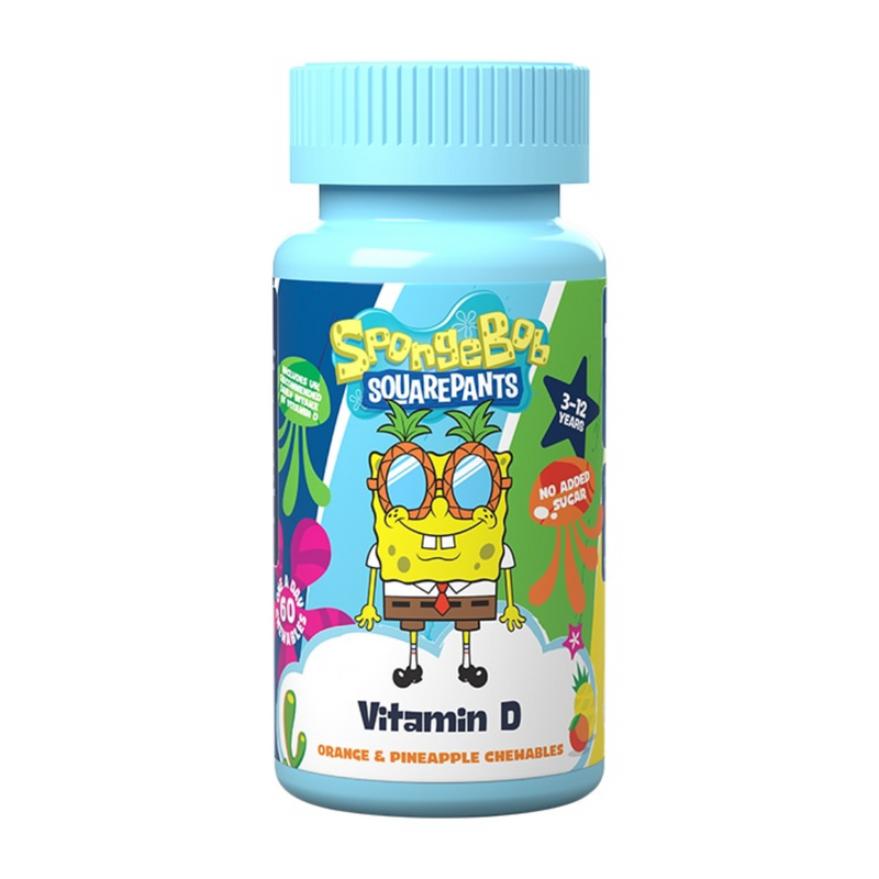 SpongeBob SquarePants Nickelodeon Vitamin D Orange & Pineapple 60 Chewables | London Grocery