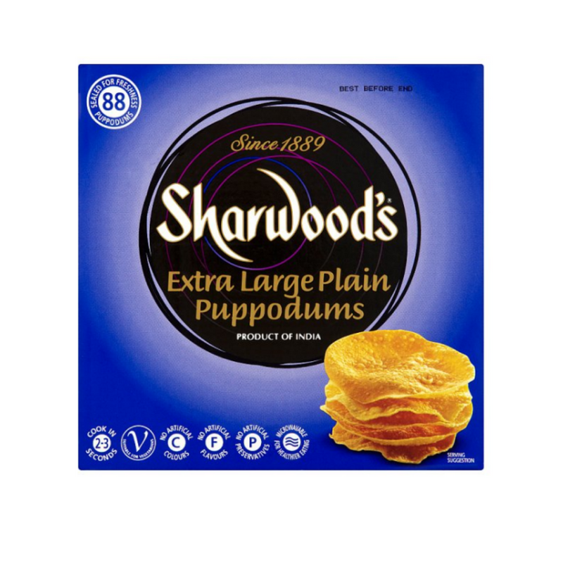 Sharwood's Extra Large Plain Poppodoms 1kg - London Grocery