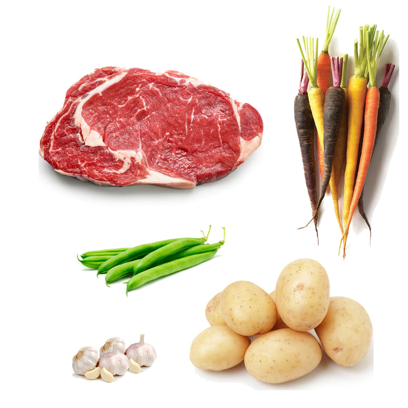 Sirloin Sunday Box | 6 Ingredients | Sirloin Steak | Baby Potatoes | Rainbow Carrots | Green Beans | Garlic | Cranberry Sauce   | London Grocery