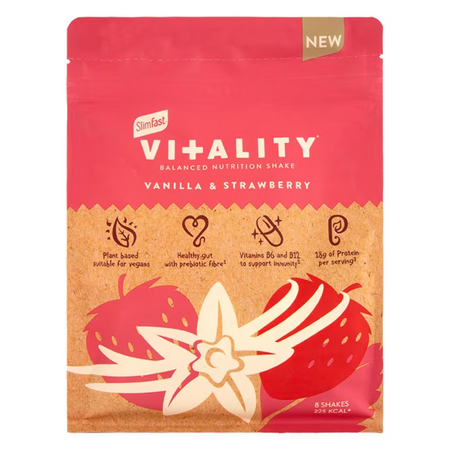 SlimFast Vitality Balanced Nutrition Shake Vanilla & Strawberry 480g | London Grocery