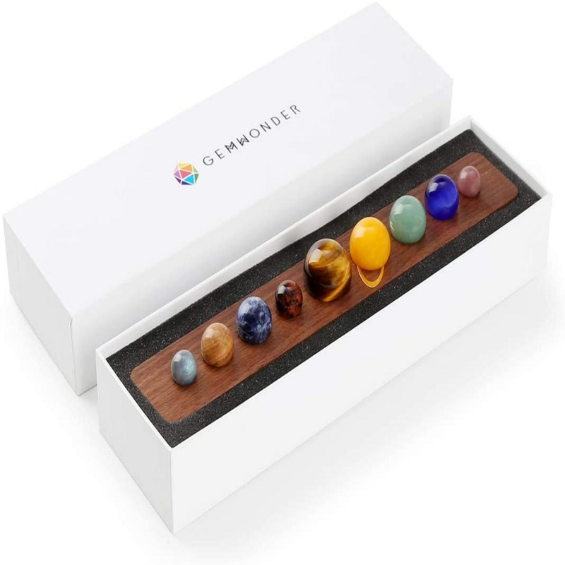 Nine Planets in Solar System Natural Gemstone Perfect Gift for Space Lovers - London Grocery