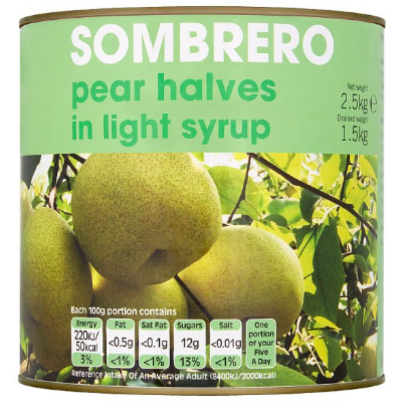 Sombrero Pear Halves in Light Syrup 2500g x 6 - London Grocery