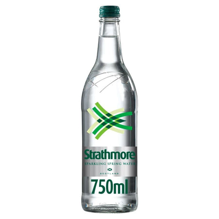 240 x Strathmore Sparkling Spring Water 750ml Glass Bottle with 500 Paper Straws -London Grocery