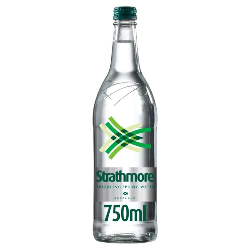 120 x Strathmore Sparkling Spring Water 750ml Glass Bottle with 250 Paper Straws -London Grocery