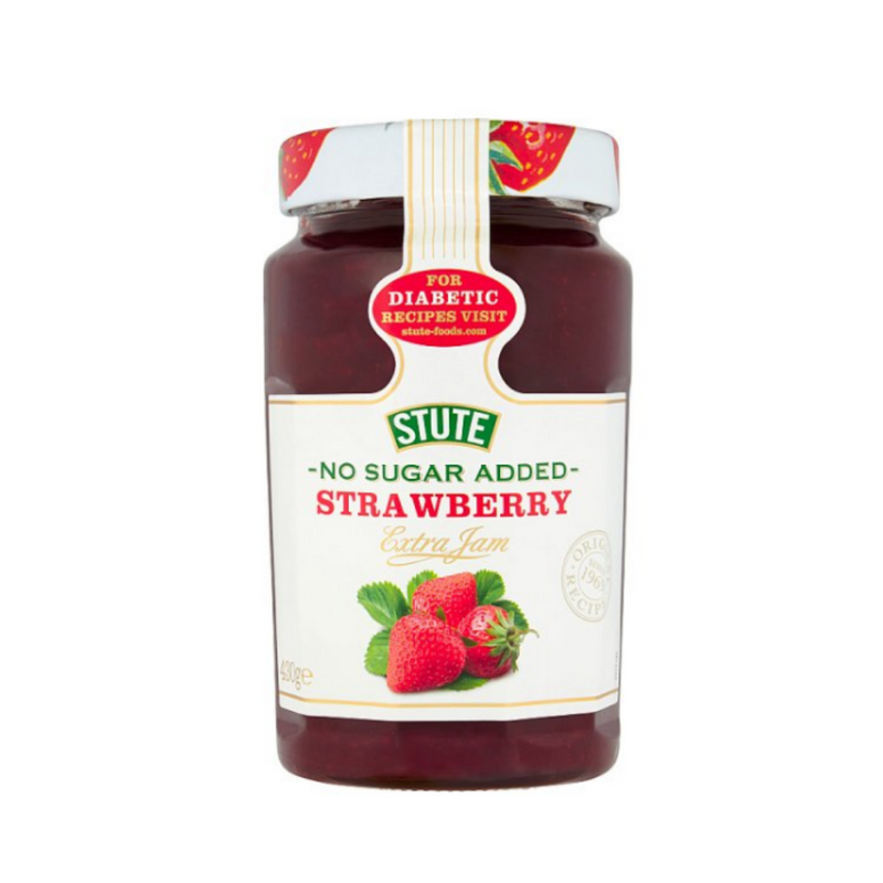 Stute No Sugar Added Strawberry Extra Jam 430g x 6 cases   - London Grocery