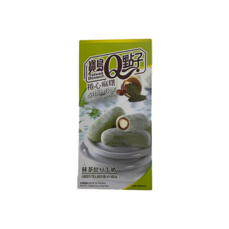 Taiwan Dessert Green Tea and Red Bean Mochi Roll 150gr-London Grocery