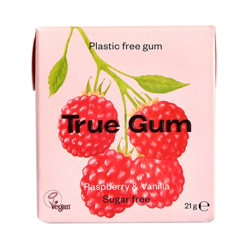 True Gum Raspberry & Vanilla Chewing Gum 21g | London Grocery