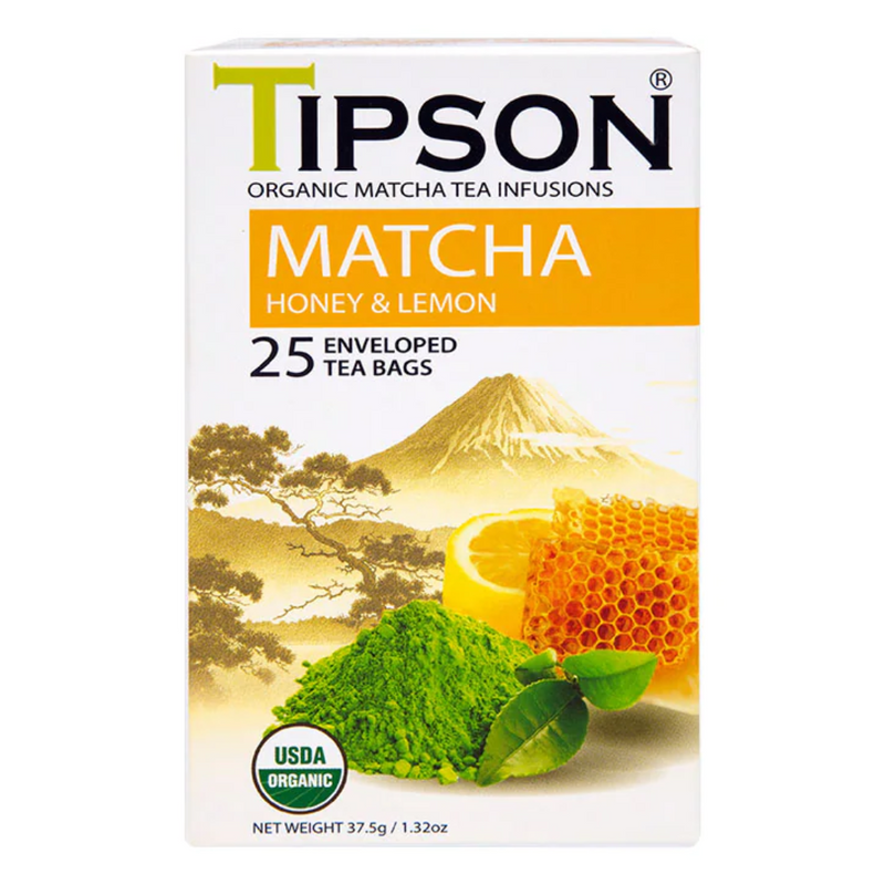 Tipson Organic Matcha Honey & Lemon Infusion 25 Tea Bags | London Grocery