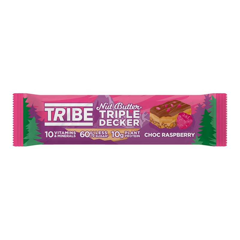 TRIBE Nut Butter Triple Decker Choc Raspberry Bar 40g | London Grocery